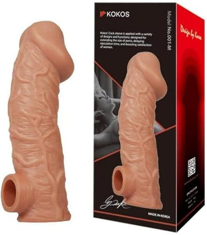 Kokos Mens Penis Extension Sleeve 1 Large Flesh with TPE Construction - Penis Sleeves and Extenders