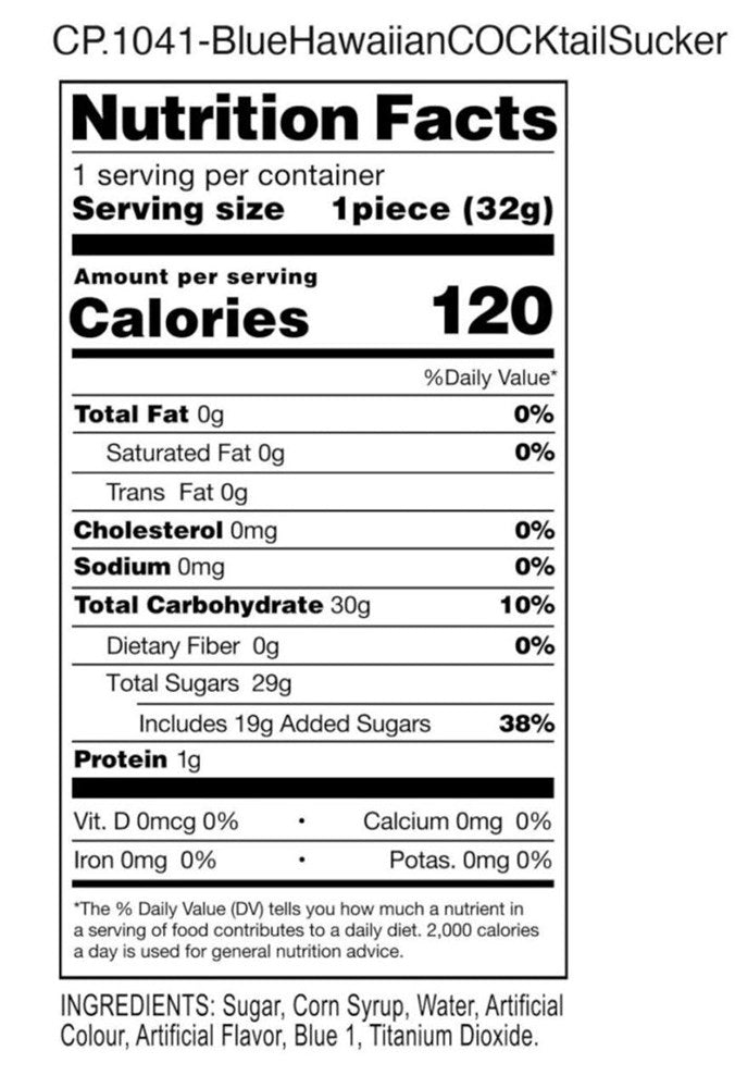 Little Genie Cocktail Suckers Blue Hawaiian Flavoured Dicky Lollypop - - Party Gifts and Novelties