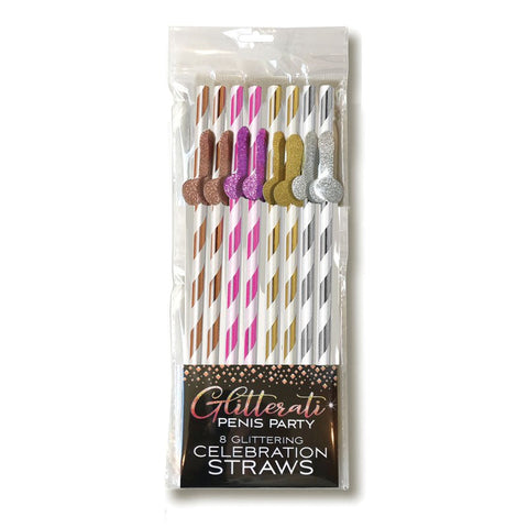 Little Genie Glitterati Coloured Party Tall Straws 8 Pack - Party Gifts and Novelties