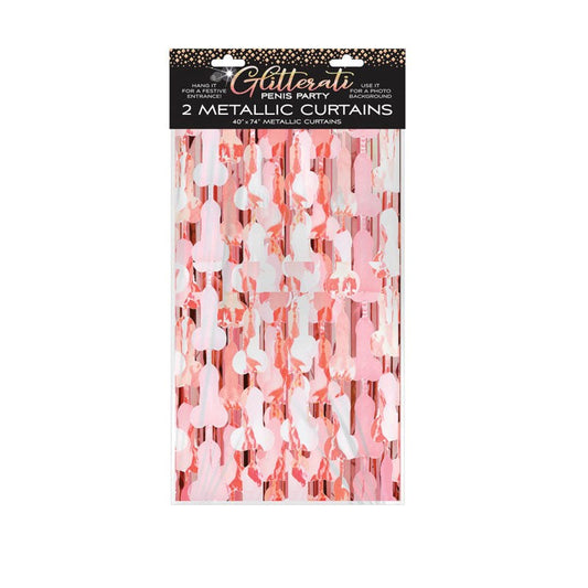 Little Genie Glitterati Novelty Party Penis Foil Curtains 2 Pack - - Party Gifts and Novelties