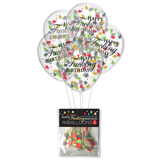 Little Genie Happy Fucking Birthday Confetti Party Balloons Set of 5 - - Party Gifts and Novelties