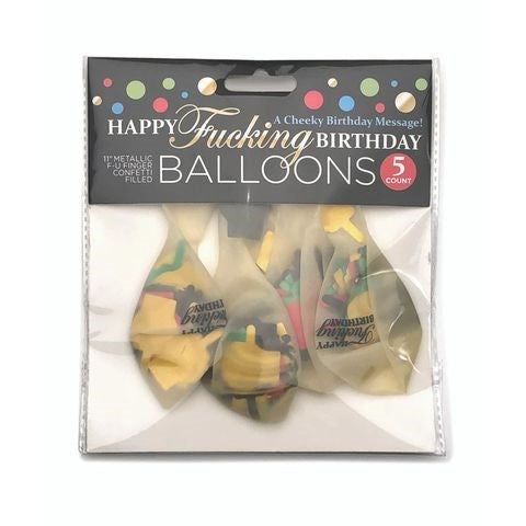 Little Genie Happy Fucking Birthday Confetti Party Balloons Set of 5 - Party Gifts and Novelties