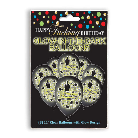 Little Genie Happy Fucking Birthday Glow In The Dark Balloons 8 Pack - Party Gifts and Novelties