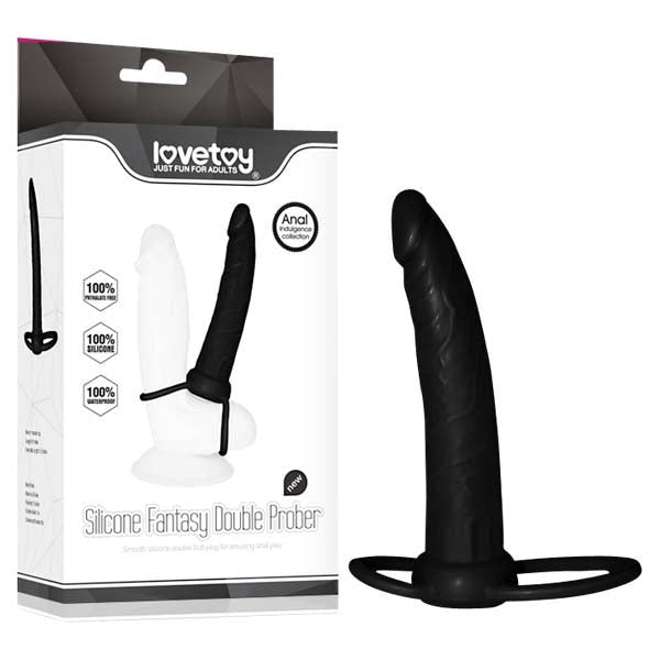 Lovetoy Anal Indulgence Collection Silicone Fantasy Double Prober Black Dual Stimulation - Anal Dildos