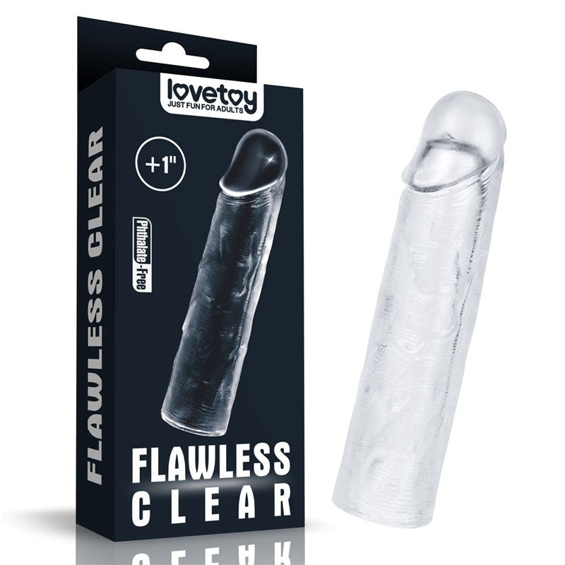 Lovetoy Flawless Penis Extender Sleeve Clear with Girth Enhancement - - Penis Sleeves and Extenders