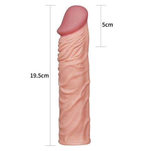Lovetoy Pleasure X Tender Penis Extension Sleeve 5.1cm Flesh Penis Enhancer - - Penis Sleeves and Extenders