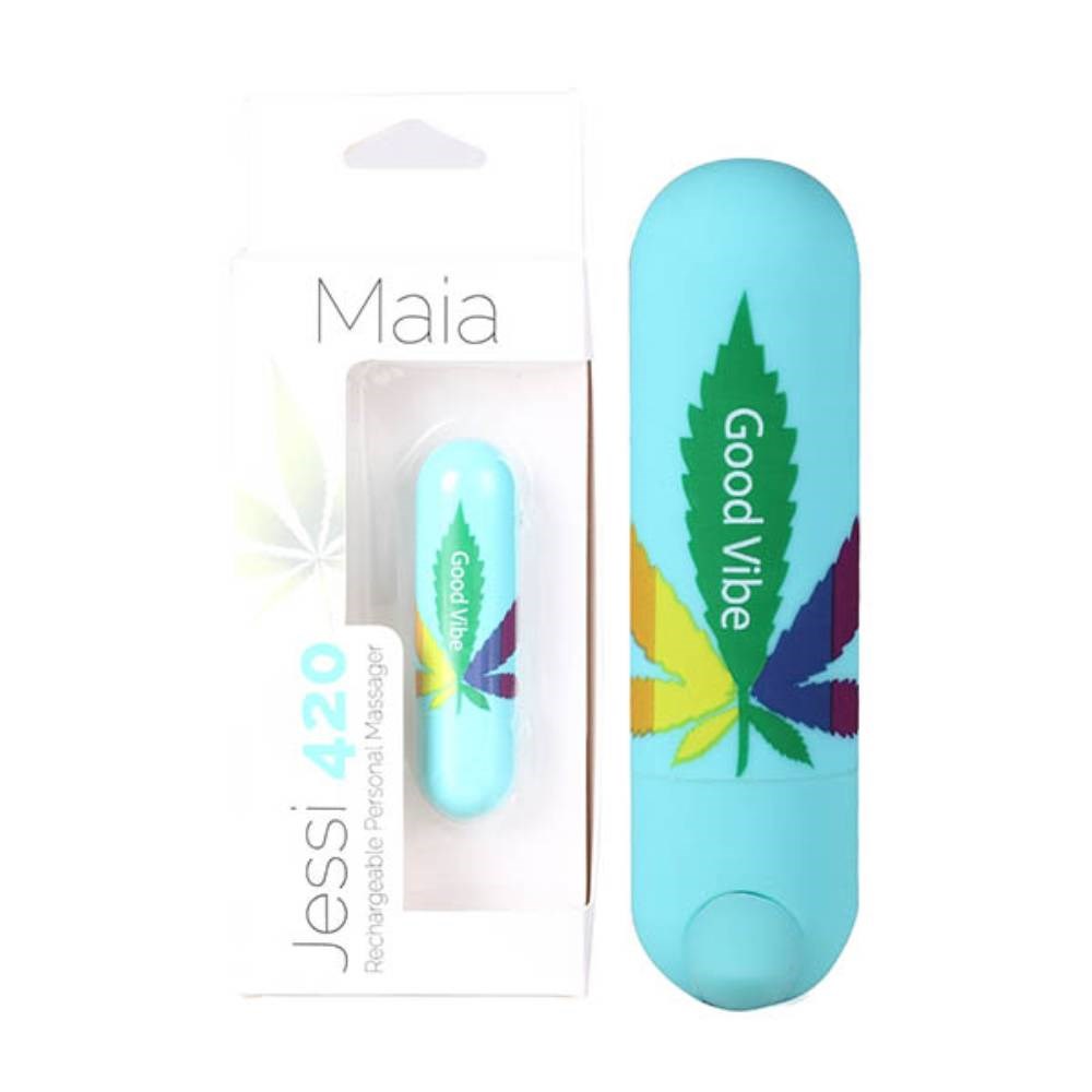 Maia Toys Maia JESSI 420 Rechargeable Bullet Vibrator Hemp Leaf Design - - Bullet Vibrators