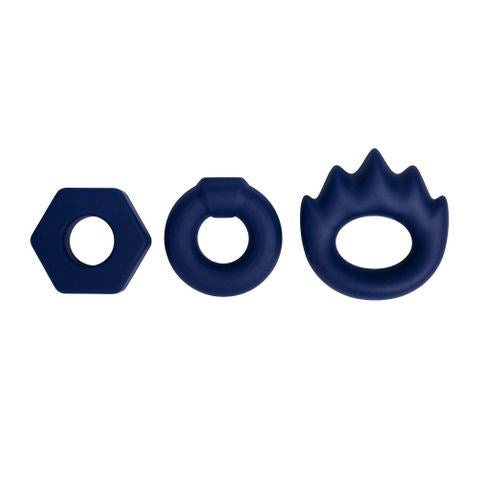 Maia Toys Maia LONZO Stretchy Silicone Cock Rings Set of 3 Blue Premium Silicone - Cock Ring Sets
