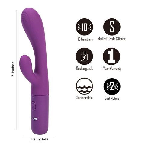 Maia Toys Maia RAYLA USB Rechargeable Rabbit Vibrator Purple Dual Motors - - Rabbit Vibrators
