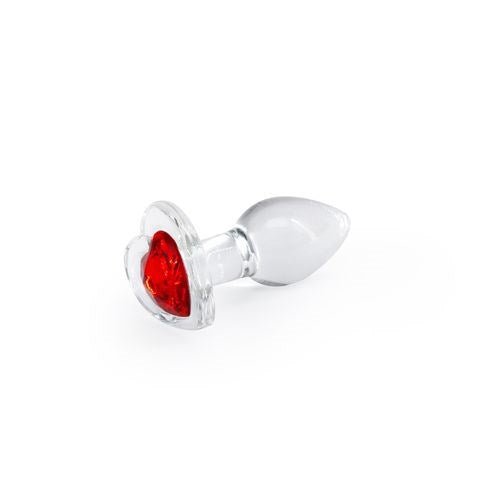 NS Novelties Crystal Desires Small Butt Plug With Red Heart Gem Base Glass - Butt Plugs