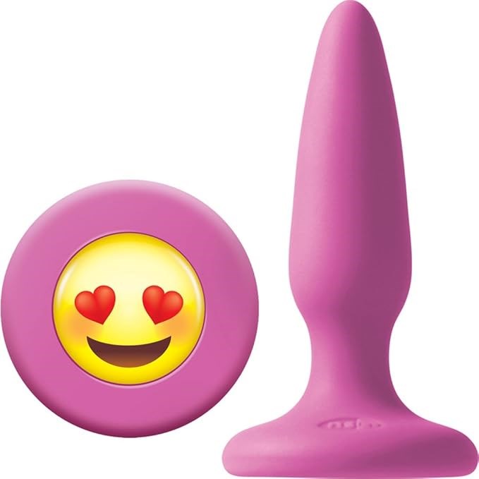 NS Novelties Mojis ILY Mini Butt Plug With Emoji Base Pink Premium Silicone - - Butt Plugs