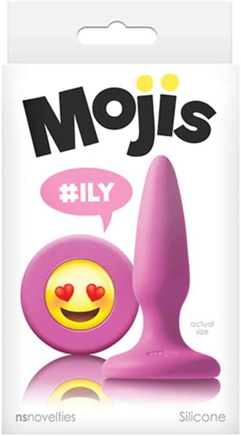 NS Novelties Mojis ILY Mini Butt Plug With Emoji Base Pink Premium Silicone - - Butt Plugs