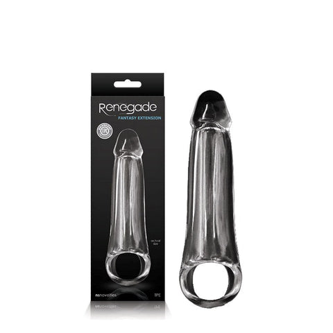 NS Novelties Renegade Fantasy Extension Small Penis Extension Sleeve Clear TPE - Penis Sleeves and Extenders