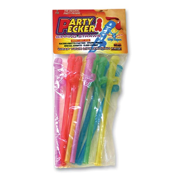 Ozze Creations Party Pecker Sipping Coloured Dicky Straws Penis Shaped Straws - - Party Gifts and Novelties