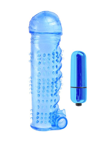 Pipedream Products Pipedream Classix Textured Penis Sleeve With Bullet Blue - Penis Sleeves and Extenders