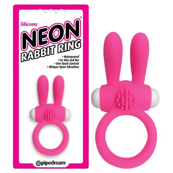 Pipedream Products Pipedream Neon Rabbit Vibrating Cock Ring Pink Dual Partner - - Vibrating Cock Rings