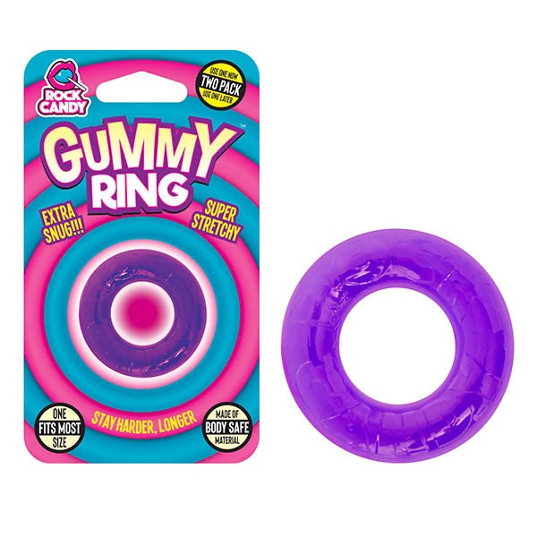 Rock Candy Toys Rock Candy Gummy Stretchy Cock Rings Set Purple Premium TPR - - Stretchy Cock Rings