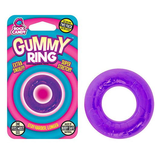 Rock Candy Toys Rock Candy Gummy Stretchy Cock Rings Set Purple Premium TPR - - Stretchy Cock Rings