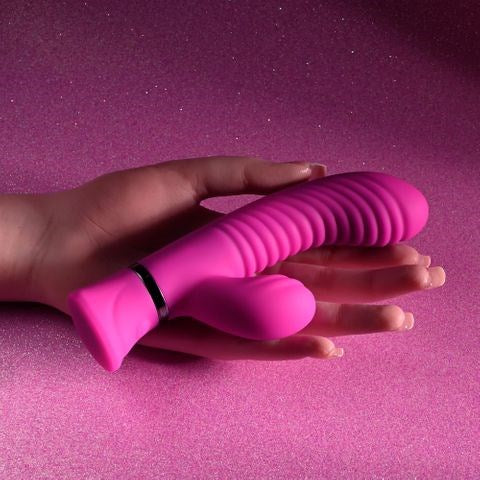 Evolved Selopa NEXT WAVE USB Rechargeable Dual Rabbit Vibrator Pink Wave Design - Rabbit Vibrators