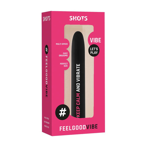Shots Toys Feelgood KeepCalmAndVibrate Bullet Vibrator Black Rotary Control - Bullet Vibrators