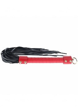 Shots Toys OUCH Milan Collection Bondage Flogger Whip Black Red Premium BDSM - Whips And Crops