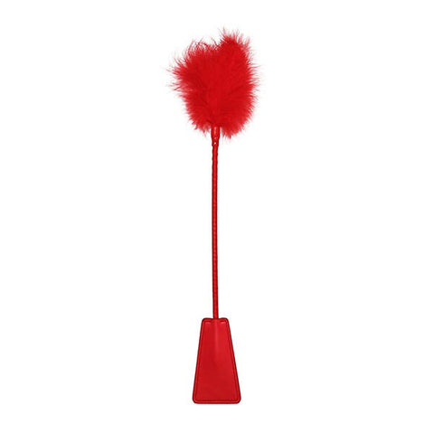 Shots Toys Ouch Bondage Crop With Feather Whip Dual Sensation BDSM Toy - Whips And Crops