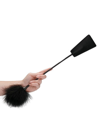 Shots Toys Ouch Bondage Crop With Feather Whip Dual Sensation BDSM Toy - Whips And Crops