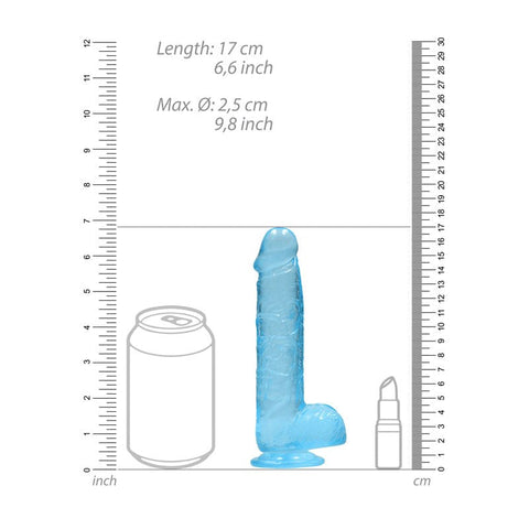 Shots Toys REALROCK Realistic Dildo With Balls Blue with Suction Cup - Realistic Dildos