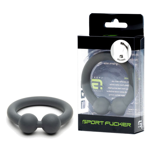Sport Fucker Bullring Stretchy Cock Ring Grey Extra Firm Silicone Design - - Stretchy Cock Rings
