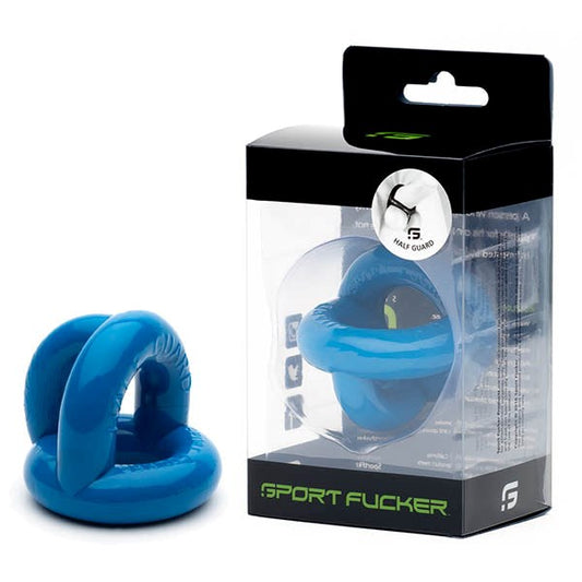Sport Fucker Half Guard Stretchy Cock Ring Police Blue with Splitter Design - - Stretchy Cock Rings