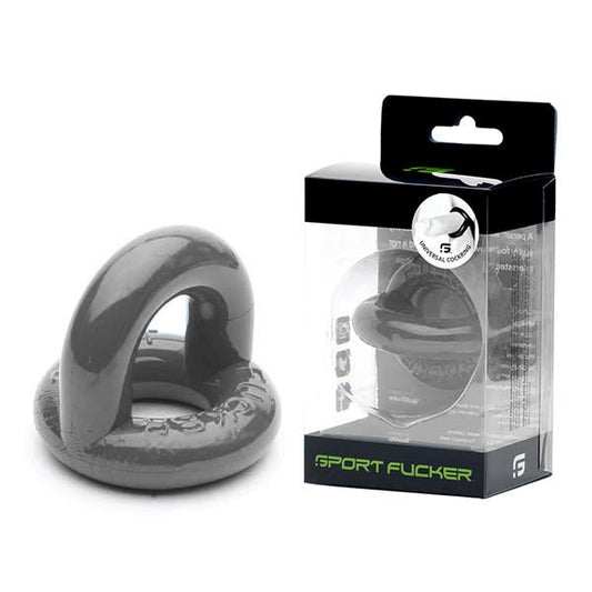 Sport Fucker Universal Cock & Balls Ring Grey Premium TPR Stretchy Support - - Ball and Cock Toys