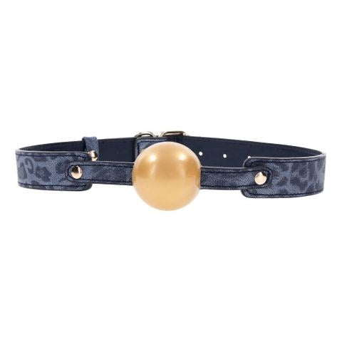 Sportsheets Sex & Mischief Cougar BDSM Ball Gag Navy Blue Adjustable Strap - Bondage Gags and Bits