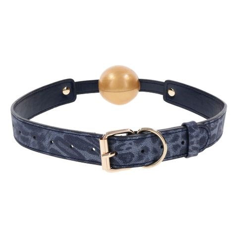 Sportsheets Sex & Mischief Cougar BDSM Ball Gag Navy Blue Adjustable Strap - Bondage Gags and Bits