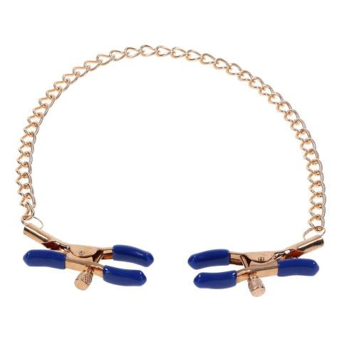 Sportsheets Sex & Mischief Cougar Chained Nipple Clamps Gold Chain Adjustable - - Nipple and Clit Clamps