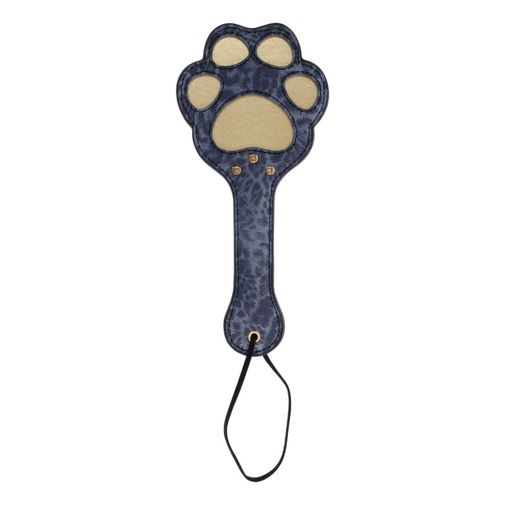 Sportsheets Sex & Mischief Cougar Paw Spanking Paddle Navy Blue Gold Impact Play - Paddles And Slappers