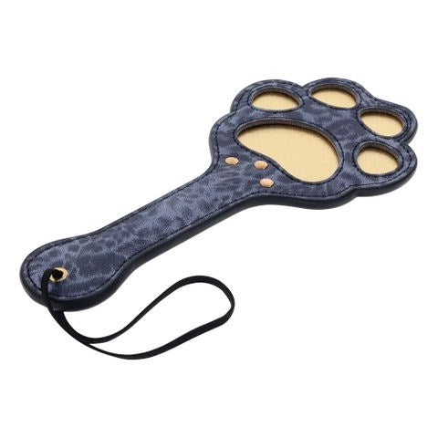 Sportsheets Sex & Mischief Cougar Paw Spanking Paddle Navy Blue Gold Impact Play - Paddles And Slappers