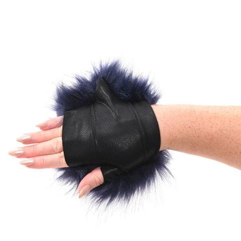 Sportsheets Sex & Mischief Cougar Spiked Sensory Glove Navy Blue Dual Texture - - Wigs and Gloves
