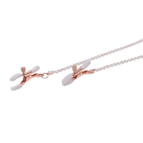 Sportsheets Sex & Mischief Peaches N CreaMe Collar With Nipple Clamps - - Nipple and Clit Clamps