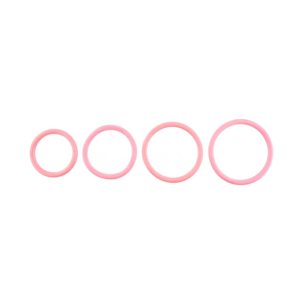 Sportsheets Stretchy Rubber O Ring 4 Pack Coral Cock Ring Set - Cock Rings
