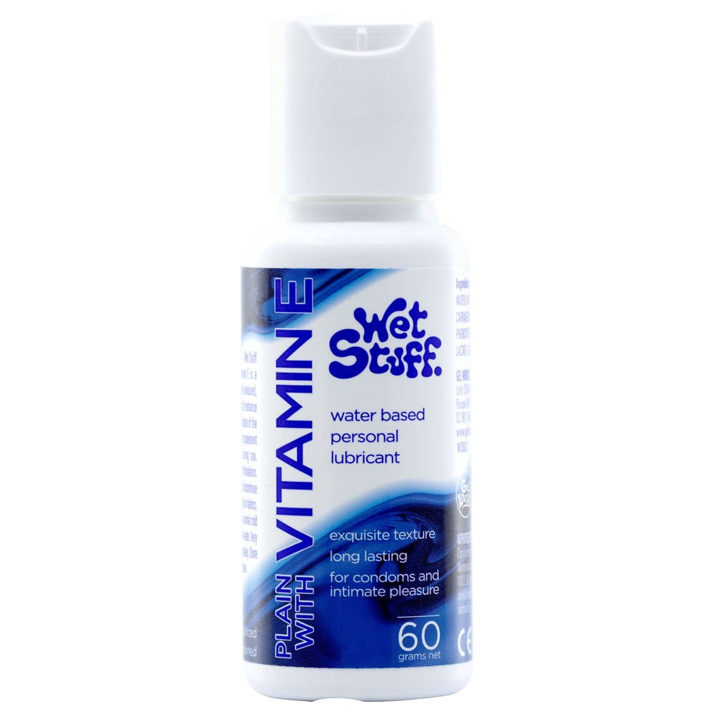 Gel Works Wet Stuff Plain Water Based Lubricant With Vitamin E 60g pH Balanced - - Water Based Lubes