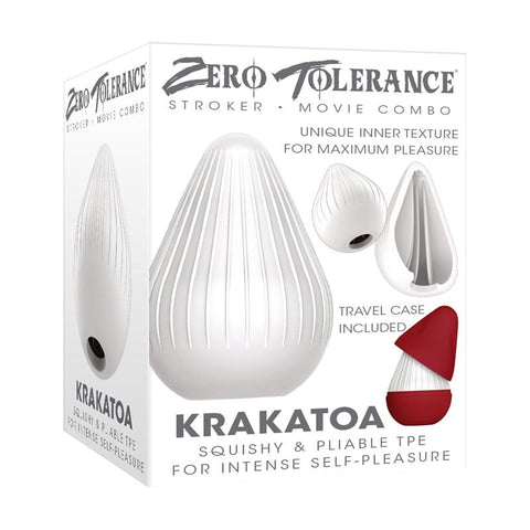 Evolved Zero Tolerance KRAKATOA Mini Male Stroker Egg White Volcano Shape - Masturbators and Strokers