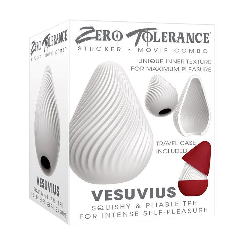 Evolved Zero Tolerance VESUVIUS Mini Male Stroker Egg White TPE Masturbator - - Masturbators and Strokers