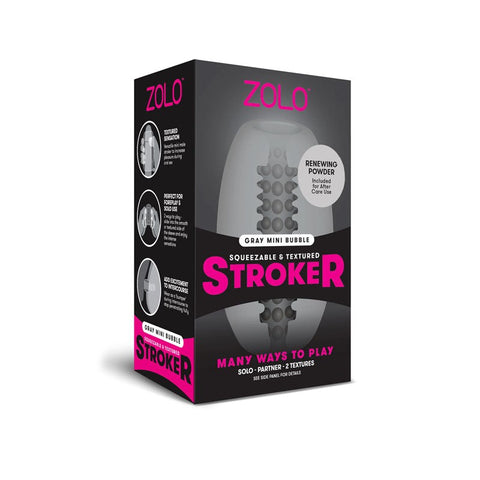 Xgen Products Zolo Grey Mini Bubble Squeezable & Textured Stroker Grey Masturbator - Masturbators and Strokers