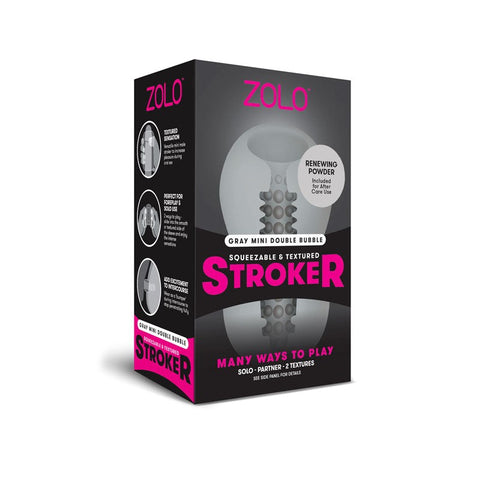 Xgen Products Zolo Grey Mini Double Bubble Male Stroker Sleeve Grey Dual Texture - Masturbators and Strokers