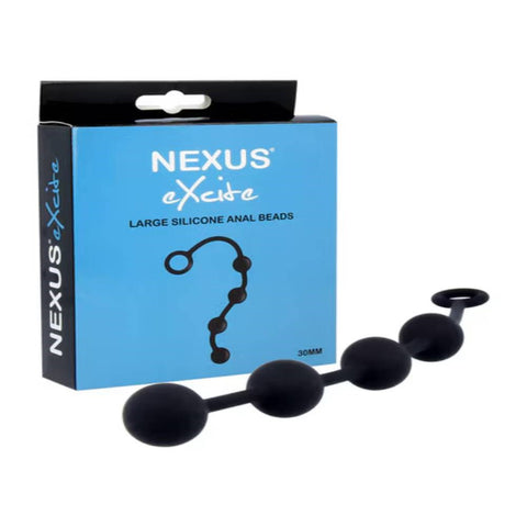 Nexus Sex Toys EXCITE Silicone Anal Beads Black Premium Body Safe Silicone - Anal Beads and Balls
