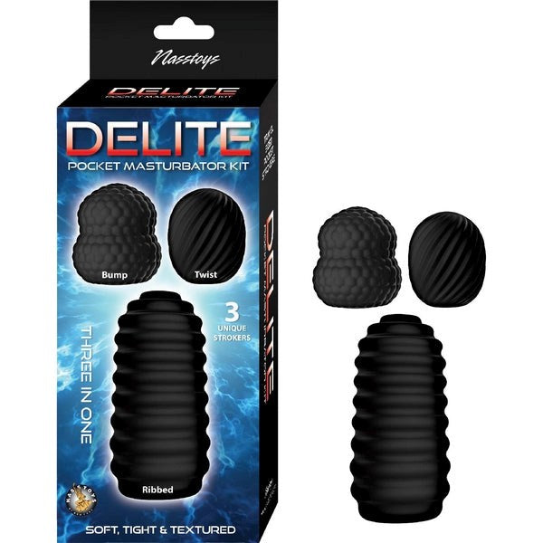 Nasstoys Delite Male Pocket Masturbator Kit Three Textured Masturbators - - Masturbators and Strokers