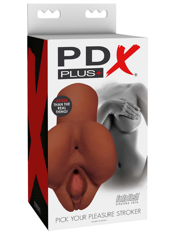 Pipedream Products PDX Brands Pick Your Pleasure Mens Stroker Brown Dual Entry - Masturbators and Strokers