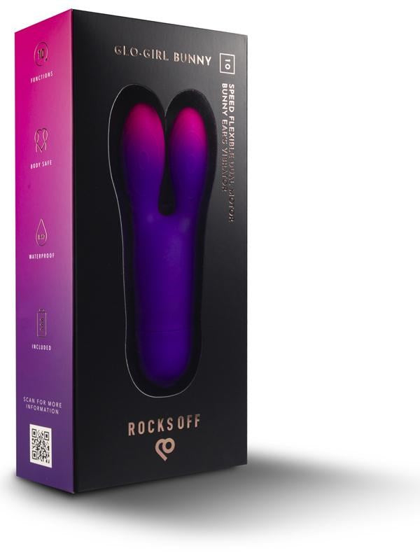 Rocks Off Glo Girl Bunny 10 Function Rabbit Ear Vibrator Dual Motor - - Rabbit Vibrators
