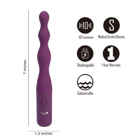 Maia Toys Maia DANI USB Rechargeable Beaded Anal Vibrator 10 Speeds - - Anal Vibrators