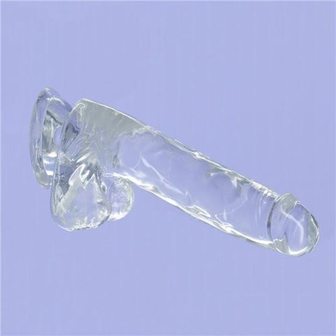 BMS Factory Addiction Crystal Realistic Dildo with Balls Clear Suction Cup - Realistic Dildos